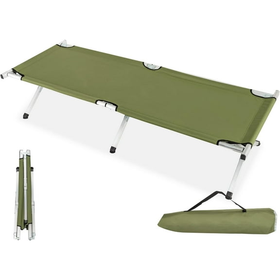 ETHFRF Folding Camping Cot,Outdoor Portable Camp Bed, Sleeping Cots with Carry Bag Green