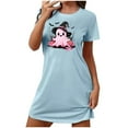 thumbnail image 1 of Camisón corto de talla grande para mujer, camisón de manga corta con estampado de pecho a la moda, camisón para mujer, 1 of 3