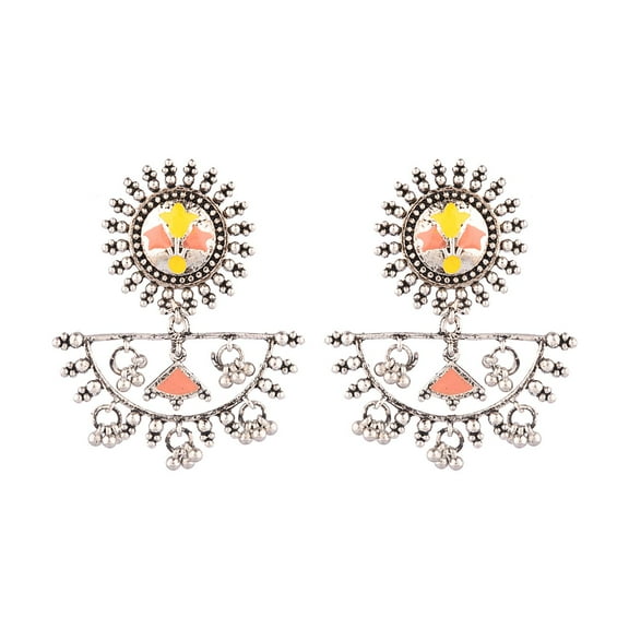 Efulgenz Indian Oxidized Jewelry Boho Vintage Tribal Silver Tone Geometrical Statement Dangle Earrings for Women