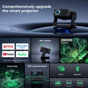 Mini Projector with WiFi and Bluetooth, 1080P Projector 12000 Lumens, Built-in Apps