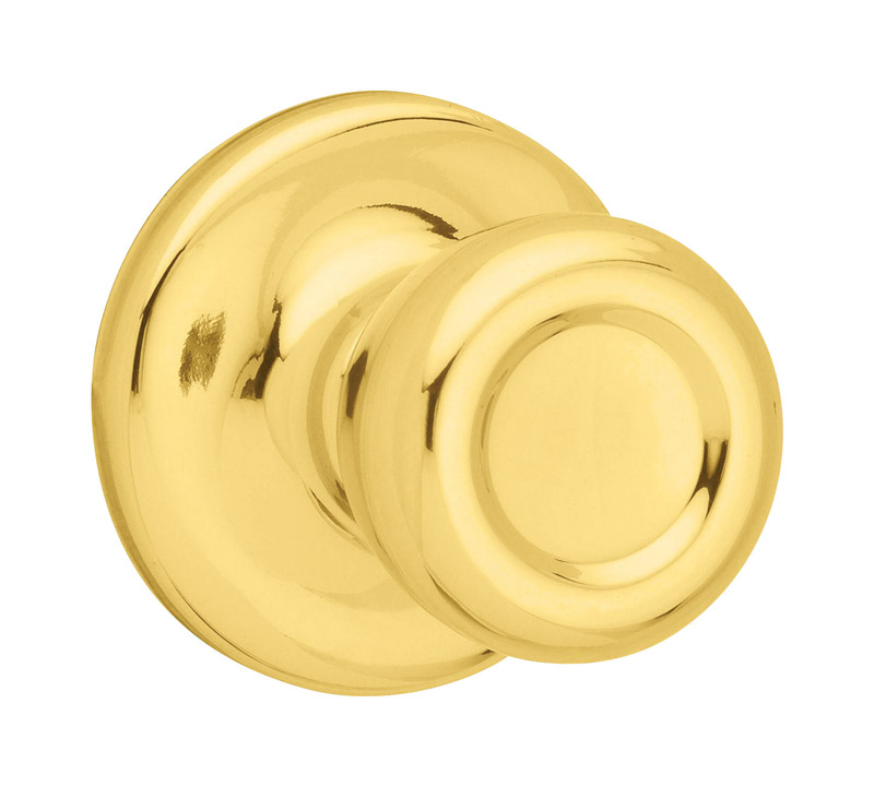 Kwikset Mobile Home Polished Brass Steel Passage Door Knob 3 Right or Left Handed