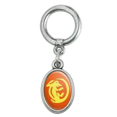 Hidden Temple Orange Iguanas Shoe Sneaker Shoelace Oval Charm Jewelry