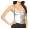 thumbnail image 3 of Sakkas Woemn's Gymnastics Dance Party Metallic Bodysuit Leotard Top Made in USA - Silver - 2X, 3 of 5