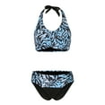 thumbnail image 3 of HAPIMO Women's Bikini Swimsuit Hawaiian Tropical Print Beachwear Summer Seaside Clothes for Girls Strappy Backless Bathing Suit Halter Neck Swimwear Sets Light Blue M, 3 of 7