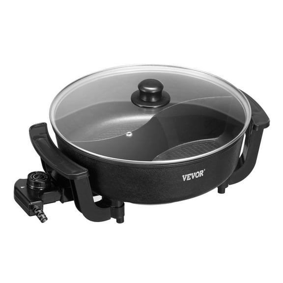 Electric Hot Pot 5L, Non-Stick Coating, Shabu Shabu Pot with Removable Divider, Suitable for 6-10 People, for Home Cooking & Parties