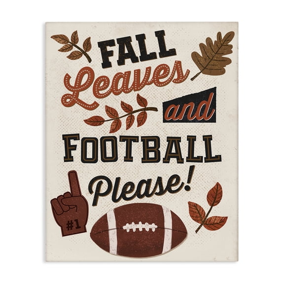 Stupell Industries Rustic Lodge Fall Leaves & Football Canvas Art, 16 x 20, by Diane Labombarbe