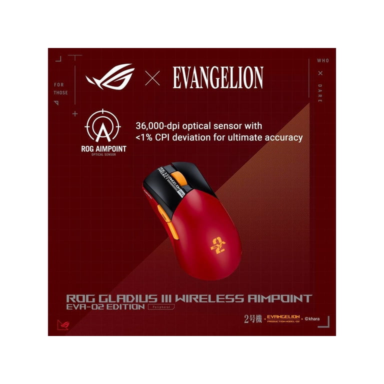 Asus ROG Gladius III Wireless Gaming Mouse, EVA-02 Edition, 36K