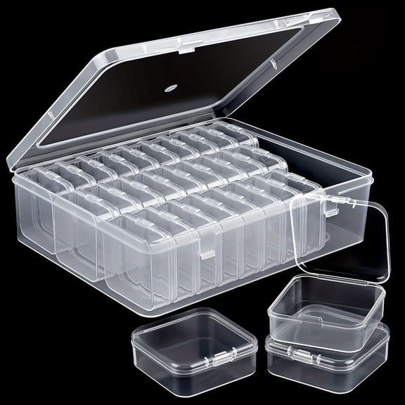Plastic Storage Box with 30 Compartment Organizer, Clear Small Container with Dividers, Versatile Organizer for Jewelry Craft and Home Small Items