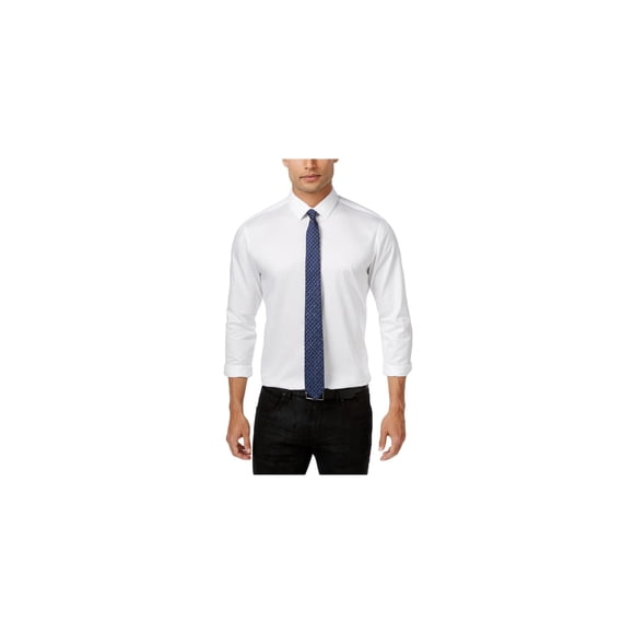 INC Camisa sólida para hombre con lazo con purpurina y botones, blanca, extragrande