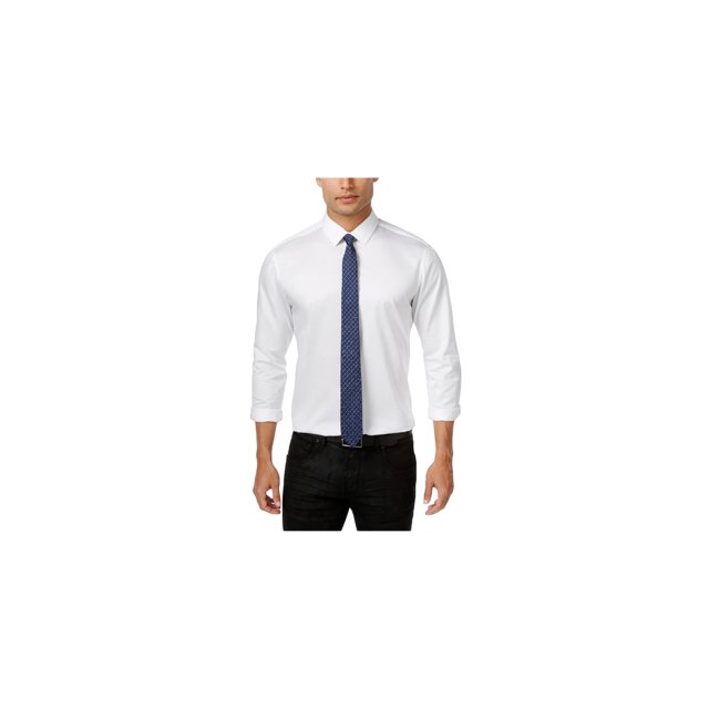 INC Camisa sólida para hombre con lazo con purpurina y botones, blanca, extragrande