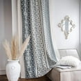 thumbnail image 4 of XmhyTop Farmhouse Cotton Linen Window Curtain Panel with Tassels Geometric Print Country Style Room Darkening Curtain Panel for Bedroom Living Room, 1 Piece (59"x102",Blue), 4 of 5