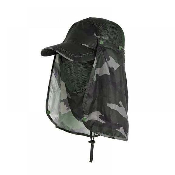 HOTWINTER Fishing Hat Sun Cap Outdoor Hiking Hat with Removable Mesh Face Neck Flap Cover Windproof Strap