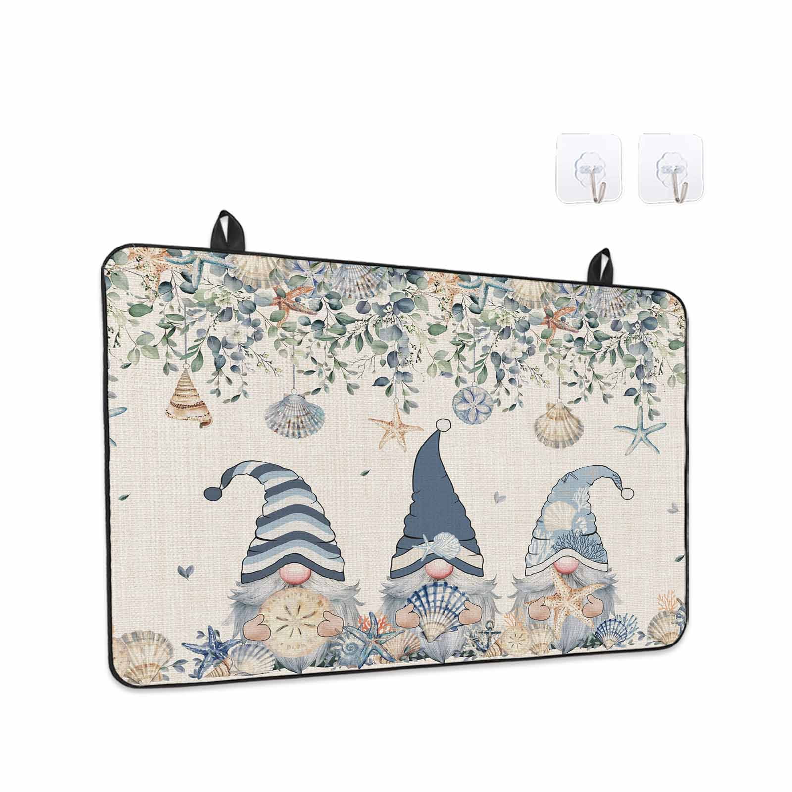 Blue Gnomes Coastal Stove Top Cover for Electric Stove, Heat-proof & Non Slip Glass Top Stove Cover Protector, Summer Beach Eucalyptus Leaves Rustic Kitchen Flat Cooktop Rubber Mat 31x24 Inches