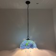 thumbnail image 6 of Tiffany Pendant Lights Fixture Blue Stained Glass Green Leaves LED Bulb Included 16"W*16"D*75"H, 6 of 6