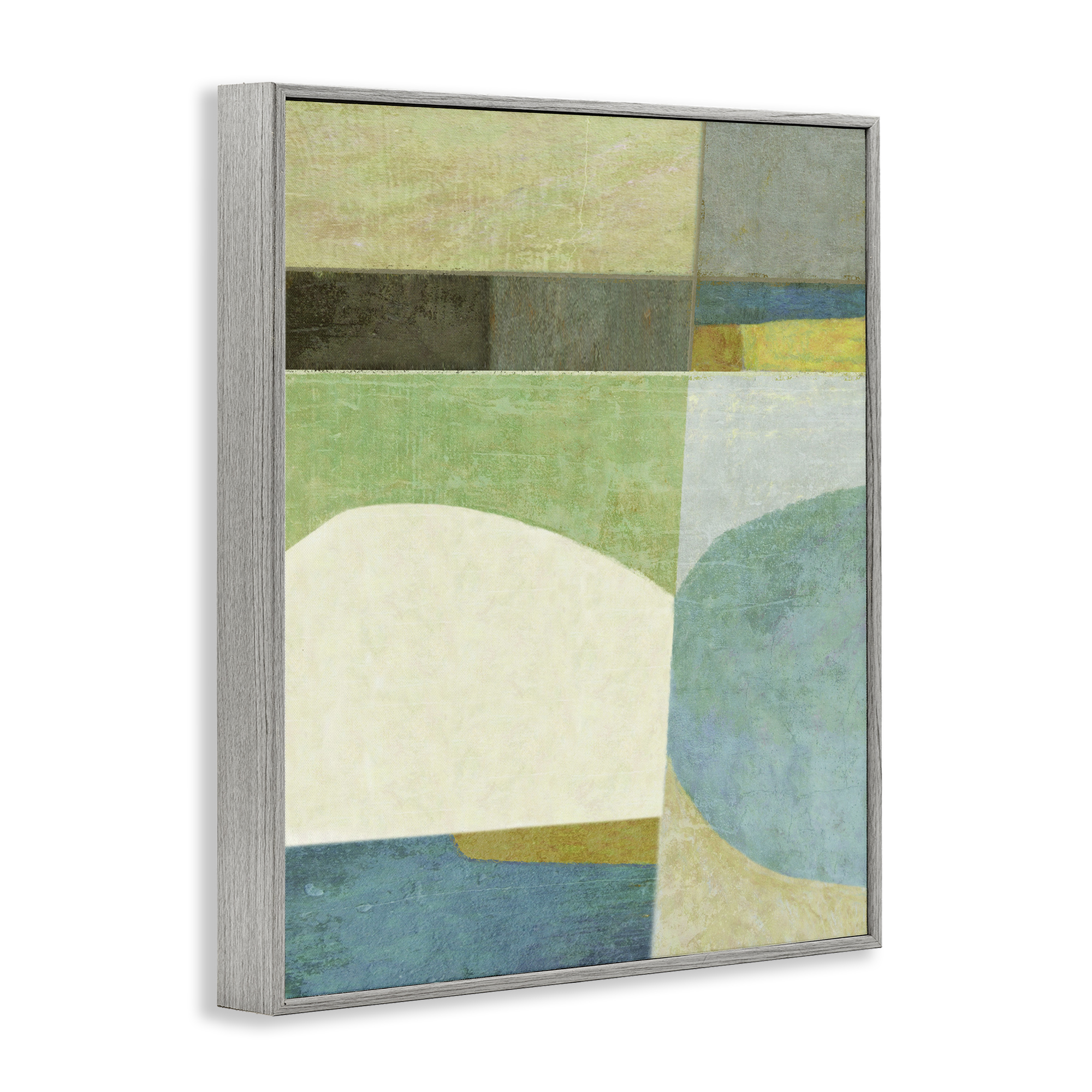 Stupell Industries Subtle Shapes Collage Abstract Painting Gray Framed Art Print Wall Art, 16 x 20