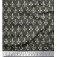 thumbnail image 1 of Soimoi Gray polyester Crepe Fabric Floral Block Print Fabric by the Yard 52 Inch Wide, 1 of 3
