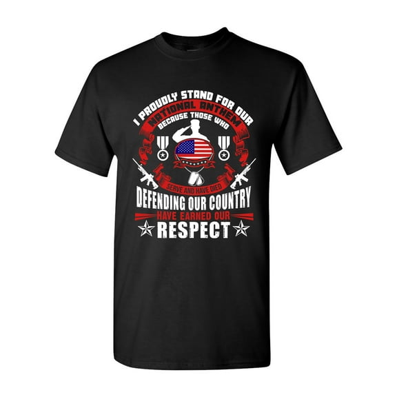 I Proudly Stand For Our National Anthem Patriotic Soldier DT Adult T-Shirt Tee