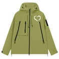 thumbnail image 6 of Enjoytime Rain Coats for Women Printed Waterproof Breathable Zip Up Windbreaker Active Cycling Outdoor Plus Size Rain Jackets for Women Green M, 6 of 7
