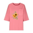 thumbnail image 3 of Birdeem Chemise Imitation Coton et Lin pour Femmes Manches 3/4 Col Rond T-Shirt Ample Décontracté Léger et à la Mode Haut d'Été, 3 of 10