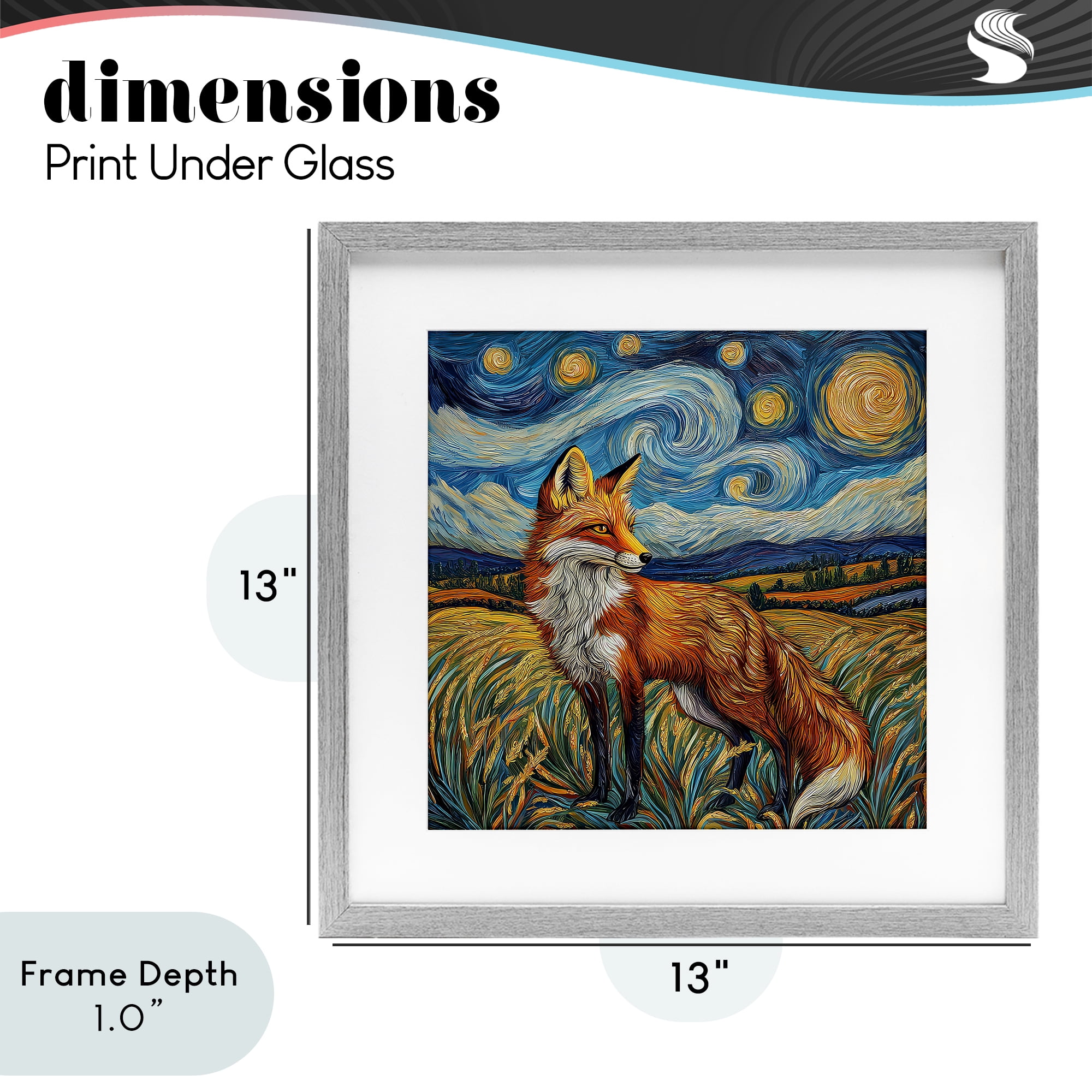 Stupell Industries Swirling Impressionist Fox Gray Framed Print Under Glass, design by The Wands Want