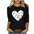 thumbnail image 1 of RXMEKW Haut à Manches 3/4, T-Shirt Ample à Manches Trois-Quarts et Col Rond Imprimé Cœur pour Femmes, 1 of 5
