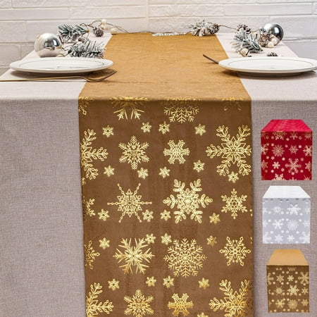 

Kcavykas Christmas Decor Snowflakes Christmas Table Runner Cloth Hot Gold Velvet Polyester Cotton Table Flag New Year Printed Christmas Holiday Gathering Table Flag Weekly Deals