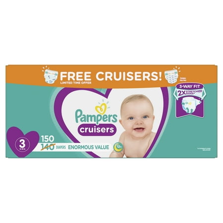 Pampers Cruisers Diapers Size 3 Bonus Pack 150 Count