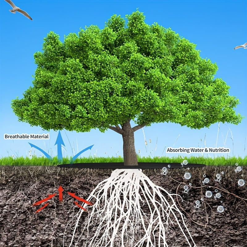 Non-woven weed barrier fabric - A durable gardening ground cover, suitable for vegetable orchards and outdoor landscapes as a durable weed-proof mat. Diameter 42cm (10 pieces)