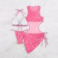 thumbnail image 3 of Women 3 Piece Swimsuits Halter Triangle String Bikini Set with Mesh Drawstring Cover Up Dress Beach Bathing Suit, 3 of 4