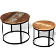 thumbnail image 3 of vidaXL Two Piece Coffee Table Set Solid Reclaimed Wood Round 40cm/50cm, 3 of 5