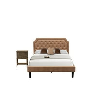 East West Furniture Granbury 2 Pieces Wood Queen Bedroom Set in Jacobean/Brown