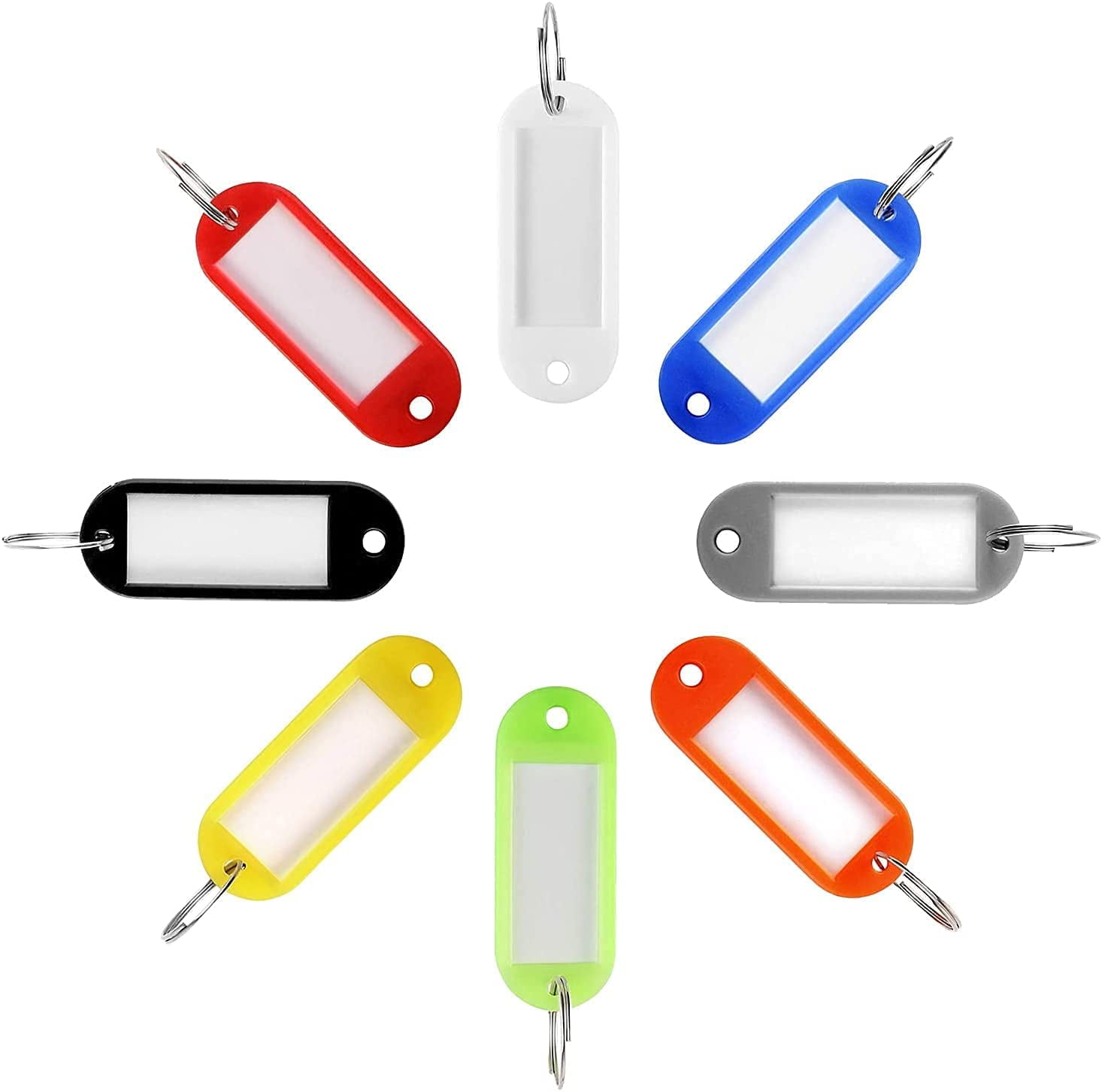 56 Pack Tough Plastic Key Tags with Split Ring Label Window, Key Label