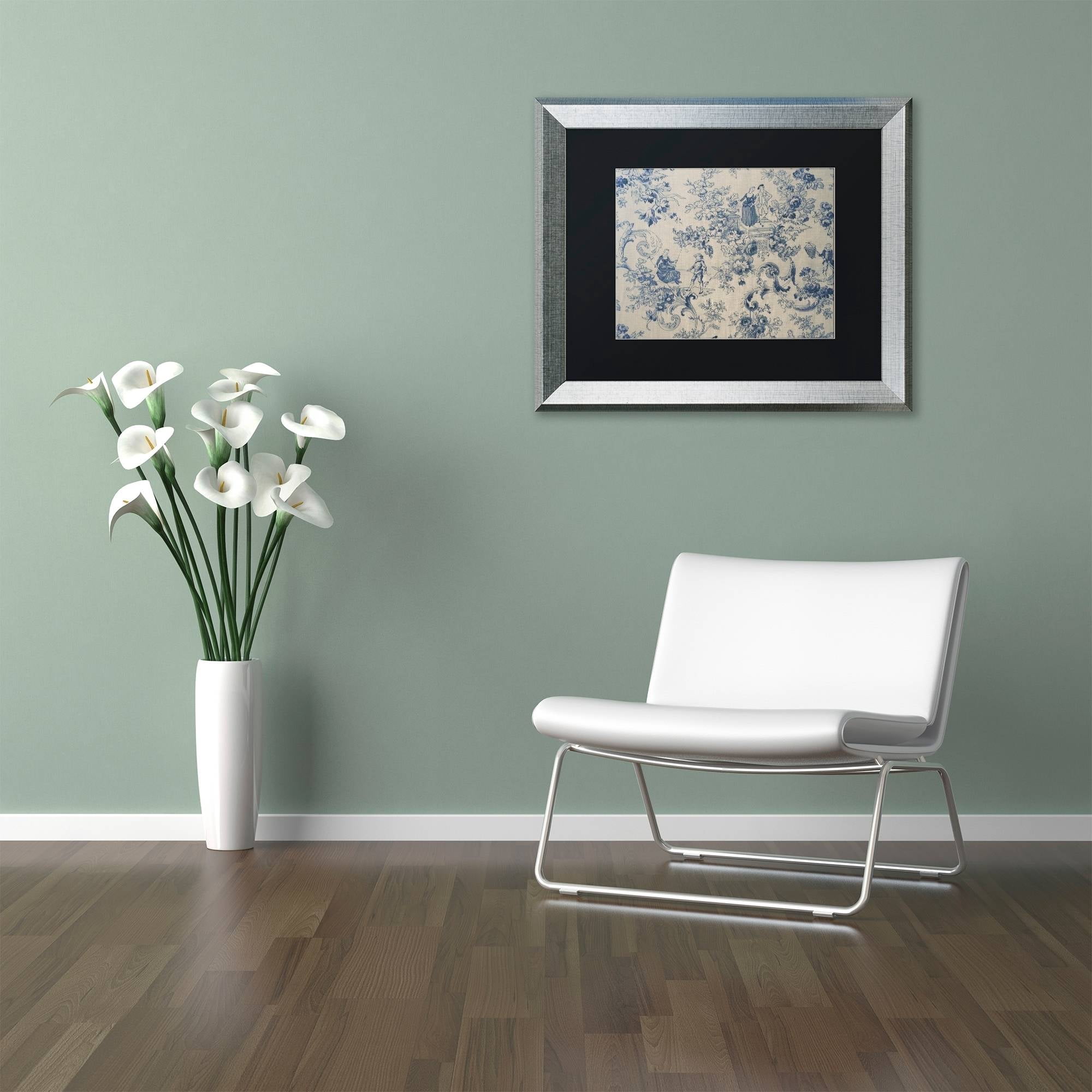 Trademark Fine Art "Toile Fabrics I" Canvas Art by Color Bakery Black Matte, Silver Frame
