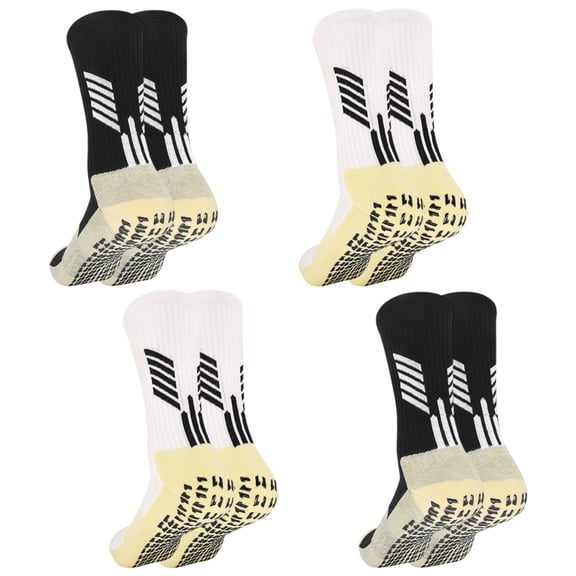 Qianfeng 4 Pairs Men's Soccer Socks Grip Pads Non Slip Football Baseball Soccer Socks Size 5-11