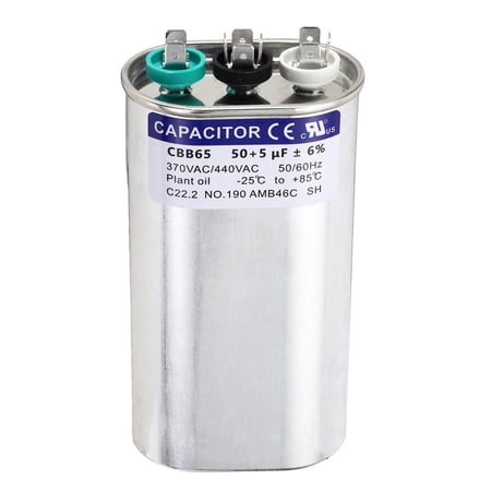 Uxcell 50+5MFD CBB65 Run Start Capacitor 50+5uF, 370/440V Oval AC Capacitor for AC Motor Run, HVAC, Air Conditioner, Condenser Motors