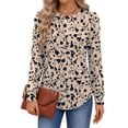 thumbnail image 3 of Fantaslook Womens Long Sleeve Shirts Fall Tunic Tops Casual Crewneck Floral Blouses, 3 of 9