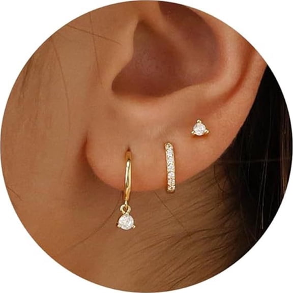 ZSPERKLA 14K Gold Plated Hoop Earrings Set Trendy Small Huggie Hoop Earrings for Women Jewelry Gift