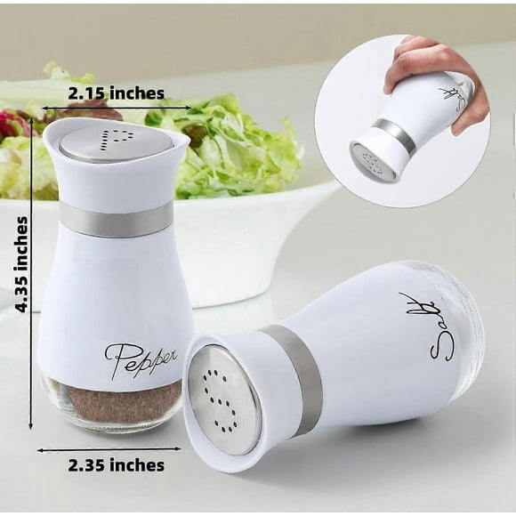 Pack of 2 Salt and Pepper Pots Salt and Pepper Shaker Salt and Pepper Set Salt Shaker Salt Pot Kitchen Accessories (White)