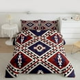 thumbnail image 2 of jejeloiu Retro Aztec Geometric Queen Comforter Set,Vintage Rhombus Triangle Bedding Sets,Red Brown Black Bedding Comforter Set For Men Women,Breathable Home Decor Reversible,3pcs, 2 of 8