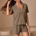 thumbnail image 6 of Button Down Pajamas for Women Set Summer 2 Piece Sleepwear Lounge Shorts Sets Loungewear Matching Pjs, 6 of 7