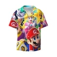 thumbnail image 2 of Lsque Mario print Men's Cuban Collar Short Sleeve Shirt Summer Beachwear Casual Button Down Fashionable Vacation Leisure Shirt-Large, 2 of 7