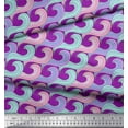 thumbnail image 2 of Soimoi Purple Cotton Voile Fabric Artistic Waves Abstract Decor Fabric Printed Yard 42 Inch Wide, 2 of 3