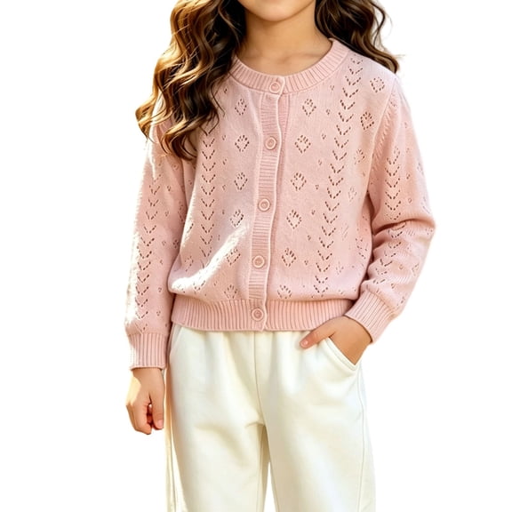 Zorckvet Girls' Crew Neck Geometric Sweaters for Toddler with Ribbed Cuffs