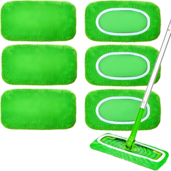 ACDANC 6-Pack Reusable Mop Pads-100% Coral Fleece Washable Refills-Microfiber Dry&Wet Sweeping Cloths for Multi-Surface/Hardwood Floor Cleaning