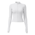 thumbnail image 3 of 2026 New Workout Jackets for Woman Lightweight Athletic Full Zip Running Jacket Cropped Jackets Slim With Thumb Holes(White,XL), 3 of 3
