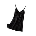 thumbnail image 3 of Feancey Chemise Nightgowns for Women with Built In Bra Lace Up V-Neck Lingerie Pajamas Spaghetti Strap Sleeveless Babydoll Nightgown Cozy Cami Dress Black L, 3 of 9