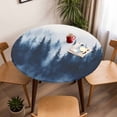 thumbnail image 5 of Ombre Blue Trees Forest Elastic Fitted Round Table Cover Watercolor Art Waterproof Outdoor Tablecloth for Holiday Party, Picnic, Patio & Dining Fits Tables Up to 55"-60", 5 of 8