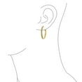 thumbnail image 3 of Bling Jewelry Womens Round Channel Set CZ Hoop Earrings Stardust Brush Matte Finish Gold Plated 2", 3 of 4
