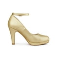 thumbnail image 3 of BLISSFUL STEP Valentine's Women' Shoes Round Toe Stiletto Heel Ankle Strap Pumps Gold 9.5, 3 of 7
