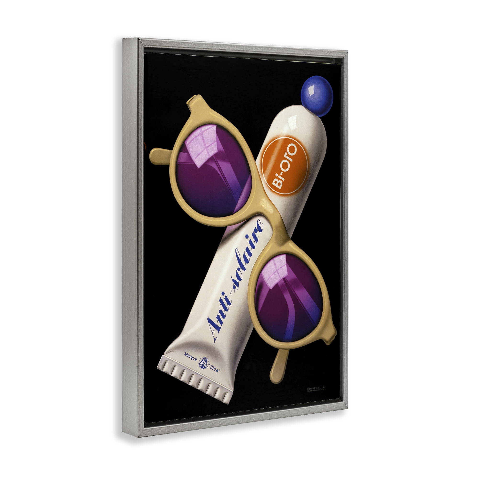 Stupell Industries Sunblock & Sunglasses Gray Framed Floater Canvas Wall Art, design by Print Collection